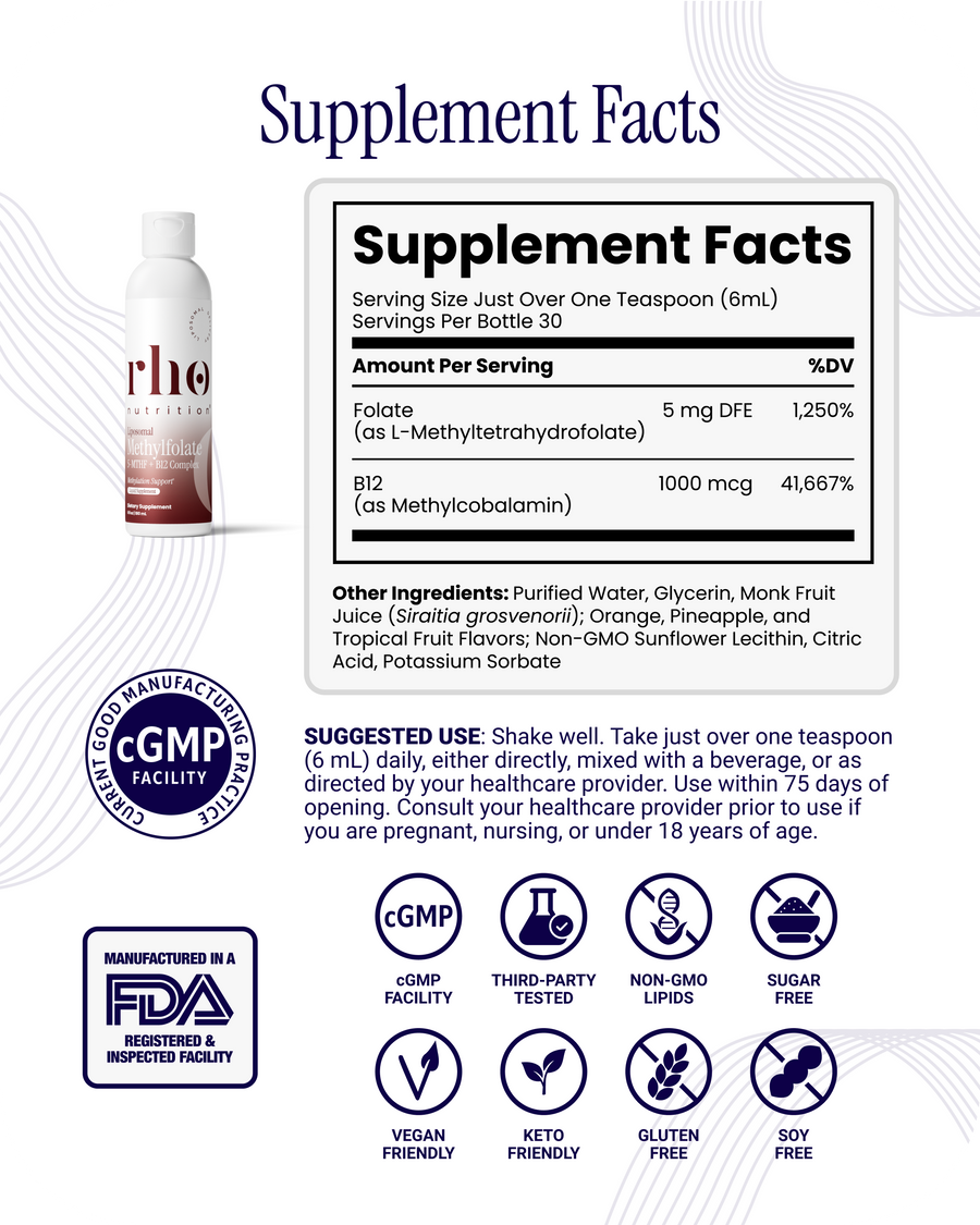 Liposomal Methylfolate 5-MTHF + B12 Complex