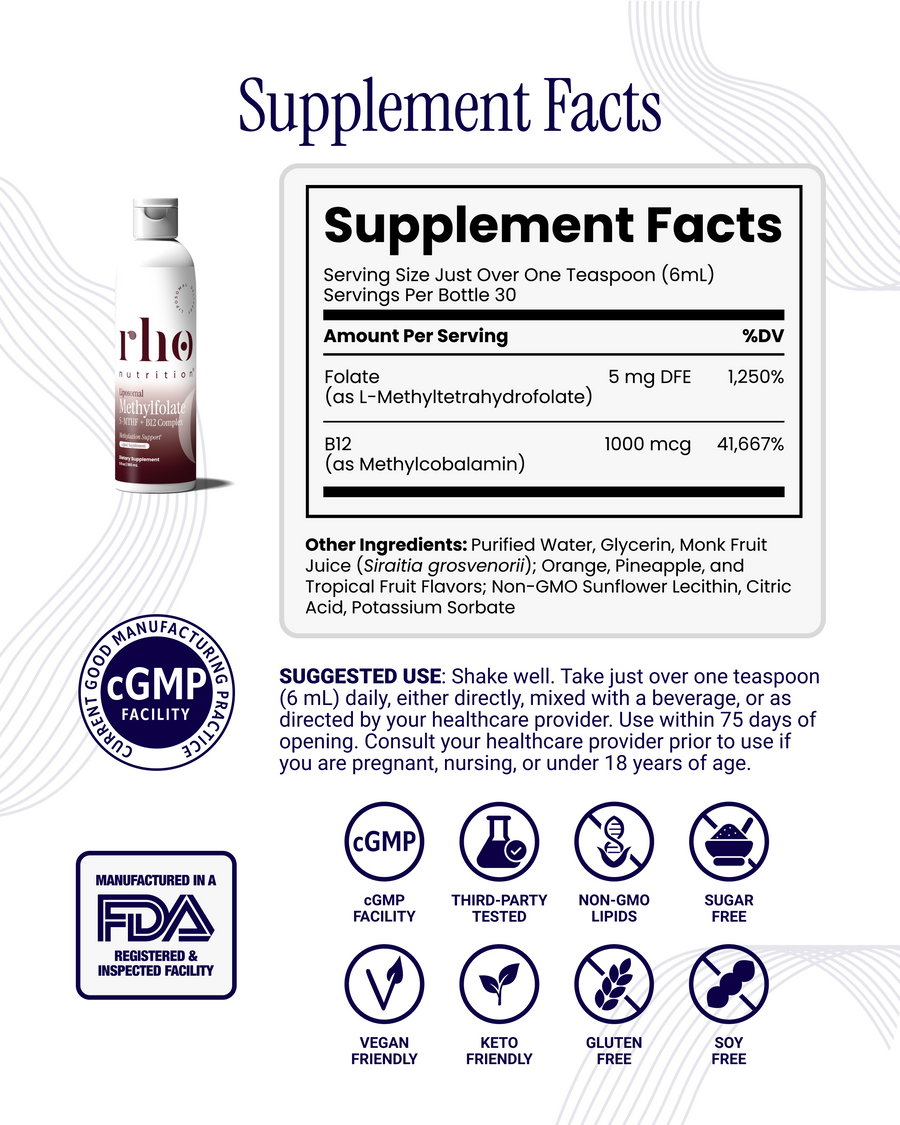 Liposomal Methylfolate 5-MTHF + B12 Complex