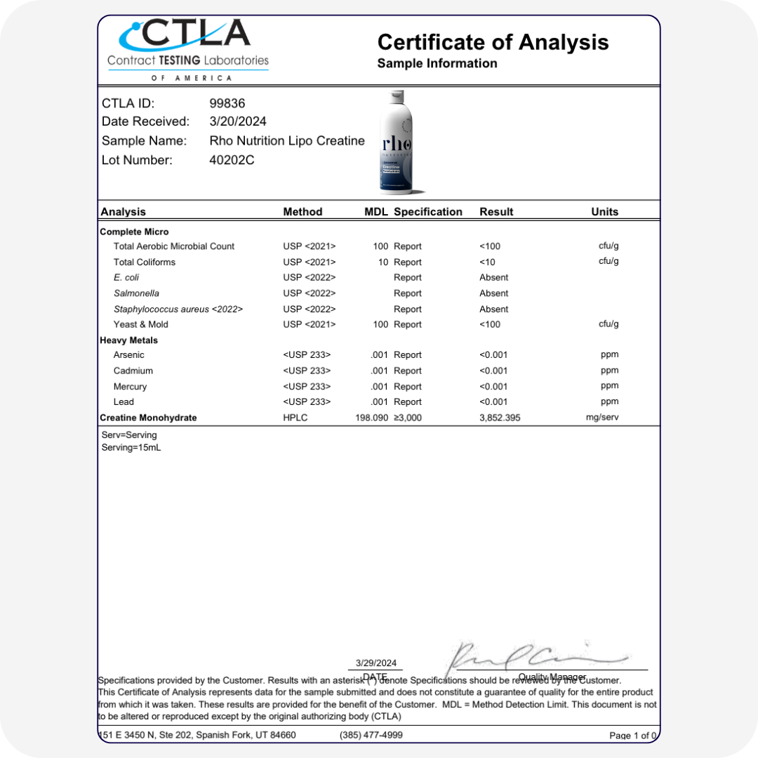 Liposomal Creatine Monohydrate