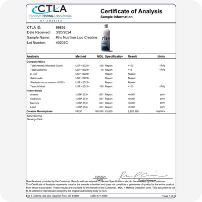 Liposomal Creatine Monohydrate